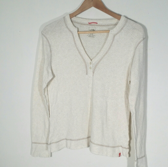 The North Face Tops - The north face long sleeve cream v-neck shirt